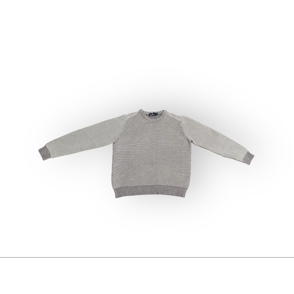 Rainforest Men’s Gray Striped Crewneck Sweater Size M Cotton Knit Pullover - Picture 2 of 7